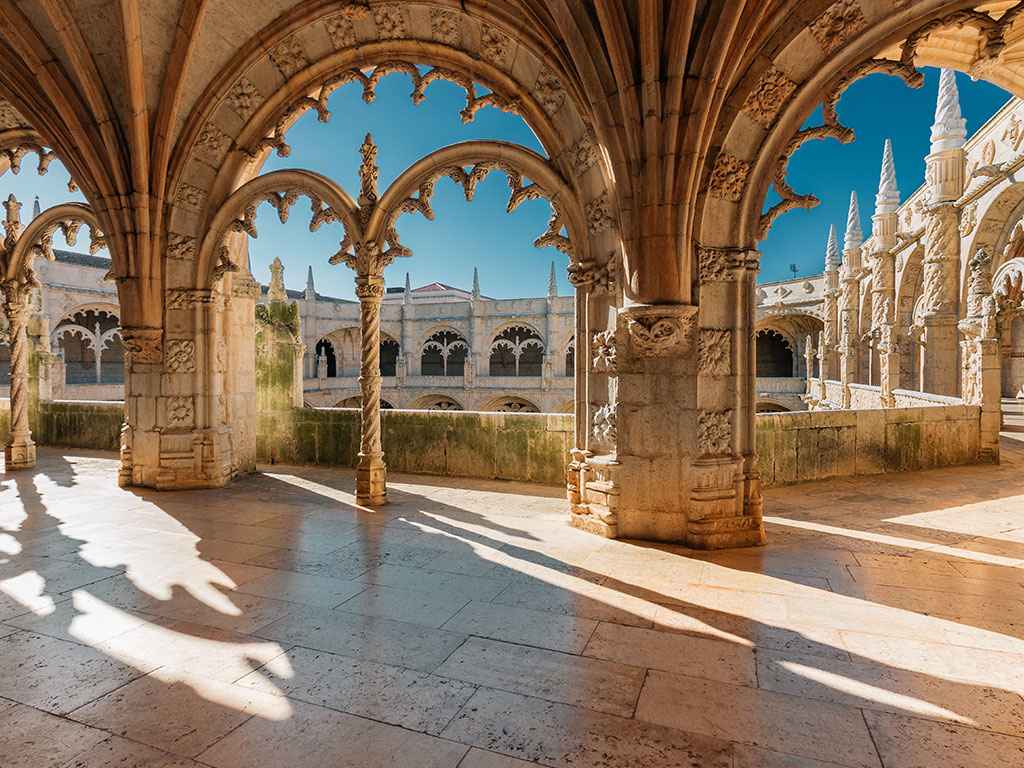 A courtyard in a building in Lisbon, Portugal.