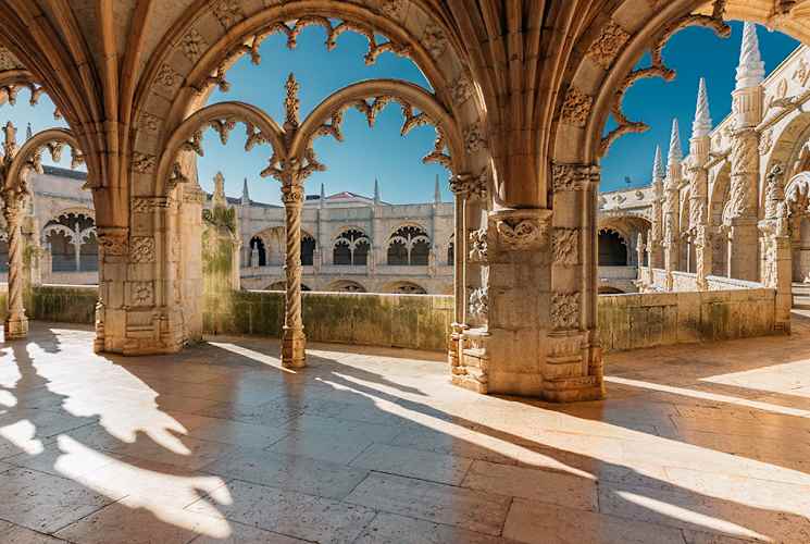 A courtyard in a building in Lisbon, Portugal.