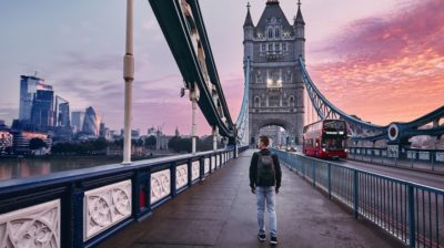 Young person on Tower Bridge in London, England | AIFS Study Abroad