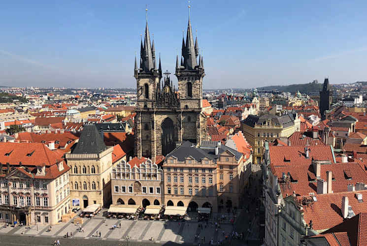 An aerial view of Prague, Czech Republic.