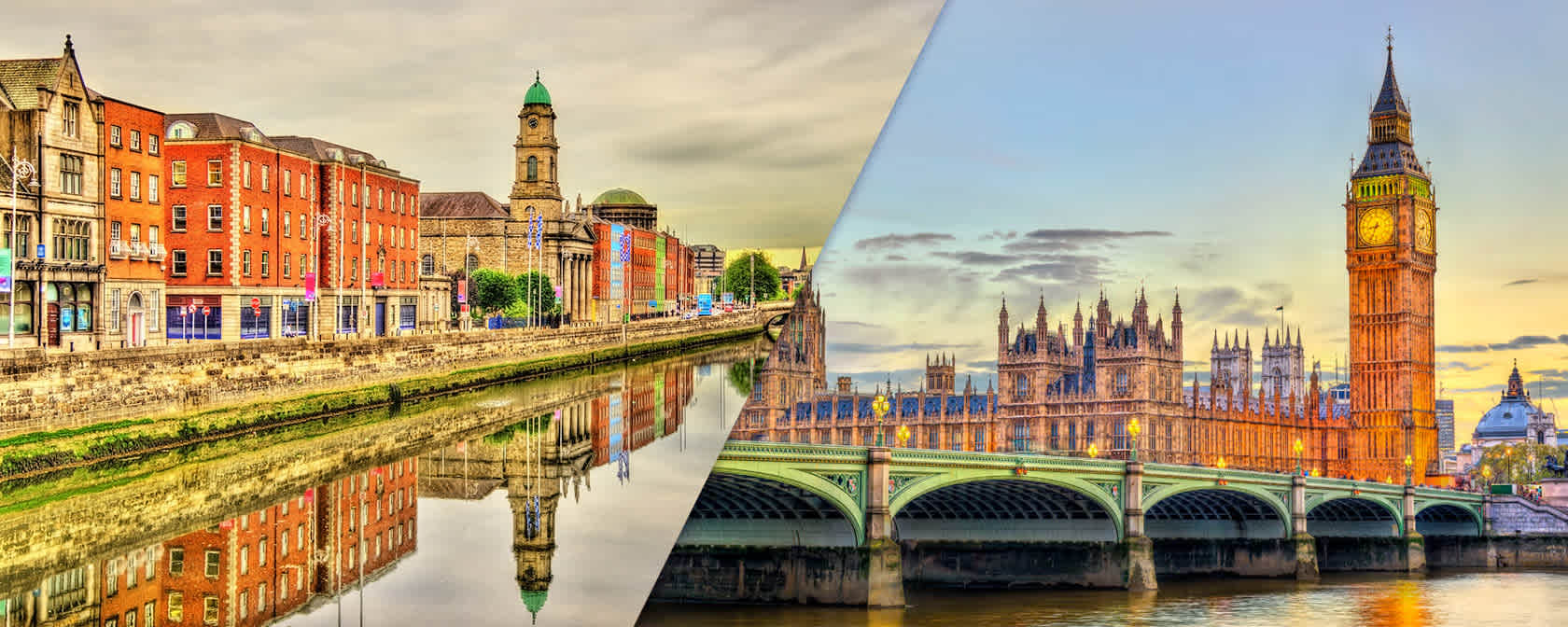 Dublin, Ireland, and London, England.