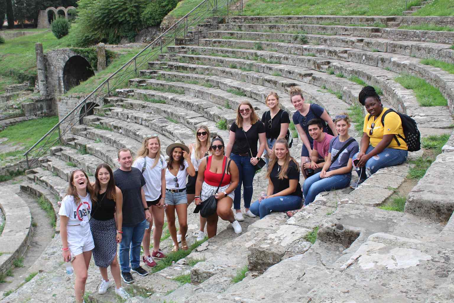Kids sitting on seats.