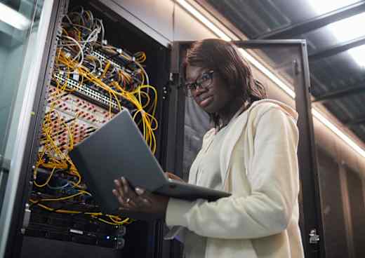 Computer science expert working on server.