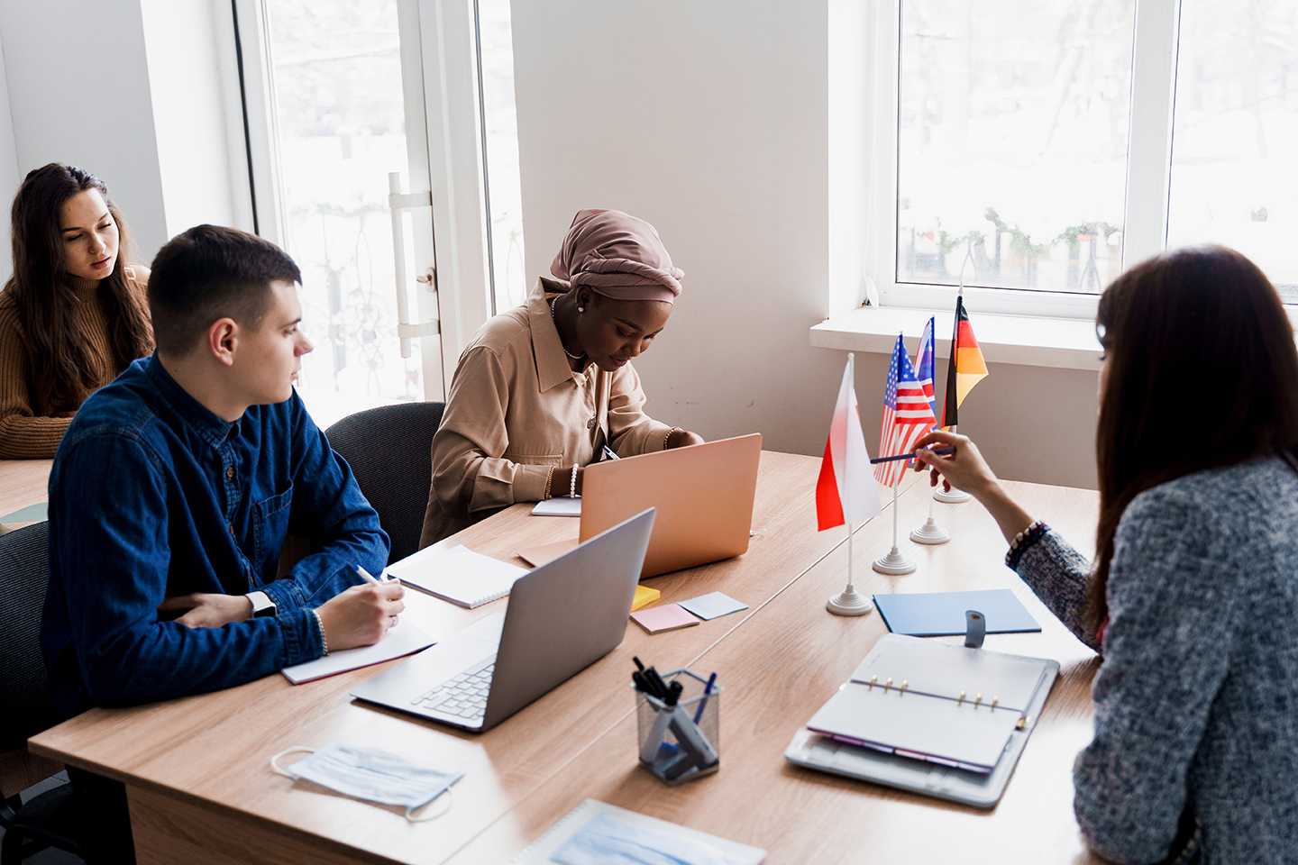 A group of students studying together.