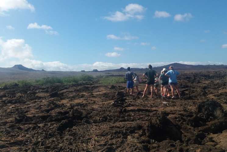 A group of students hiking.