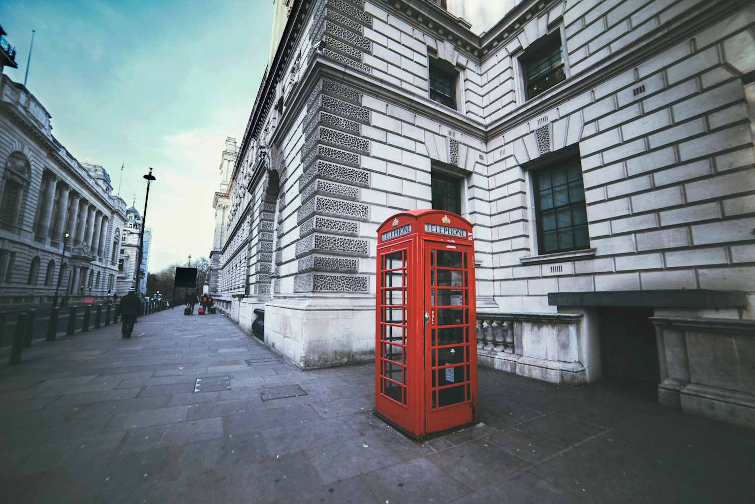 A red phone booth in London.