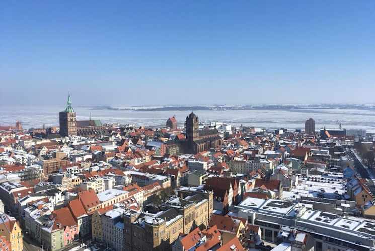 An aerial view of Stralsund, Germany.