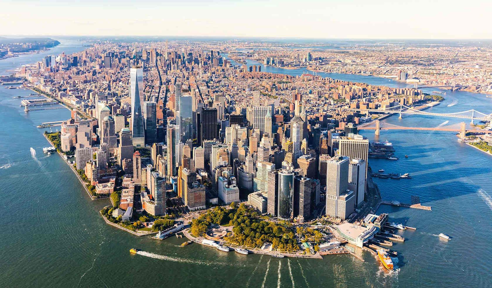 An aerial view of New York City.