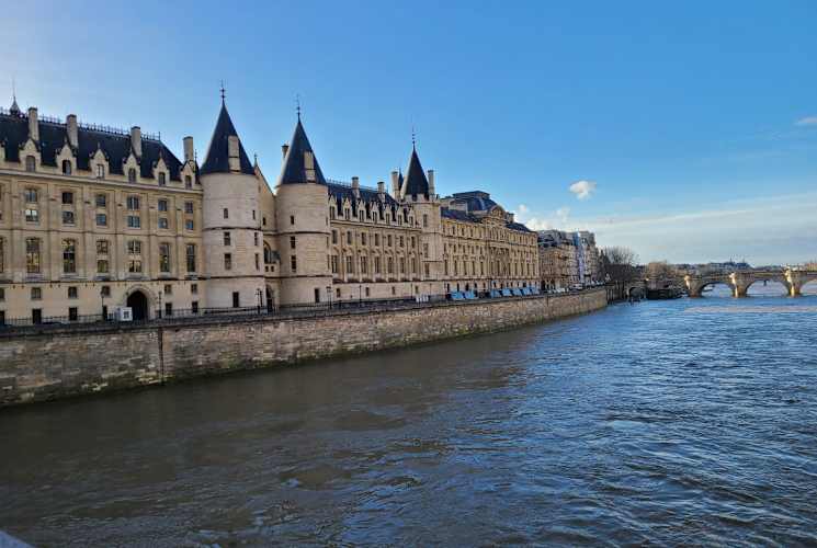 A building alongside a river in France.