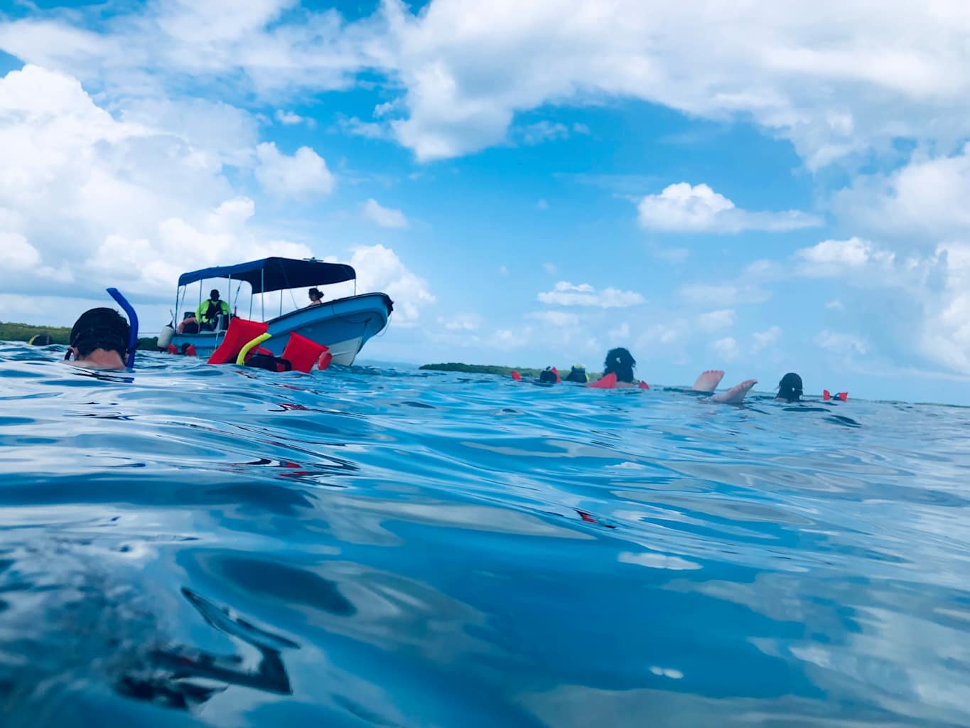 Boat with snorkelers.