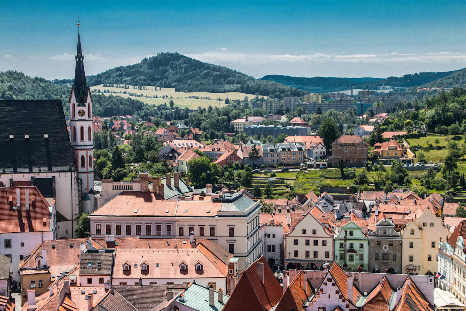 An aerial view of Prague.