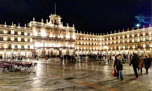 Plaza Mayor at night.
