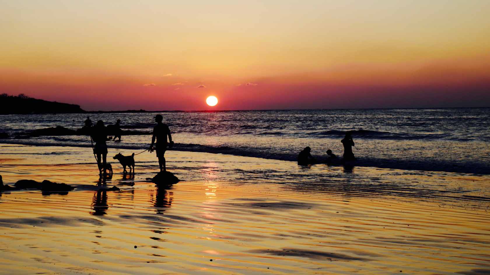 A sunset on a beach in Costa Rica.