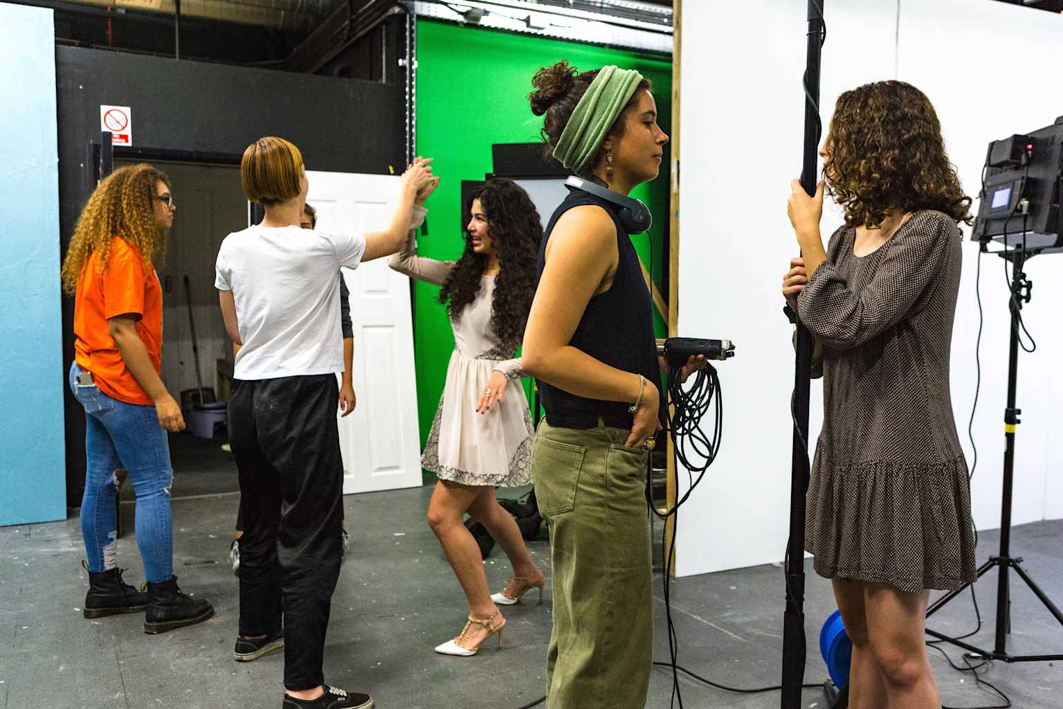 Students studying cinema.