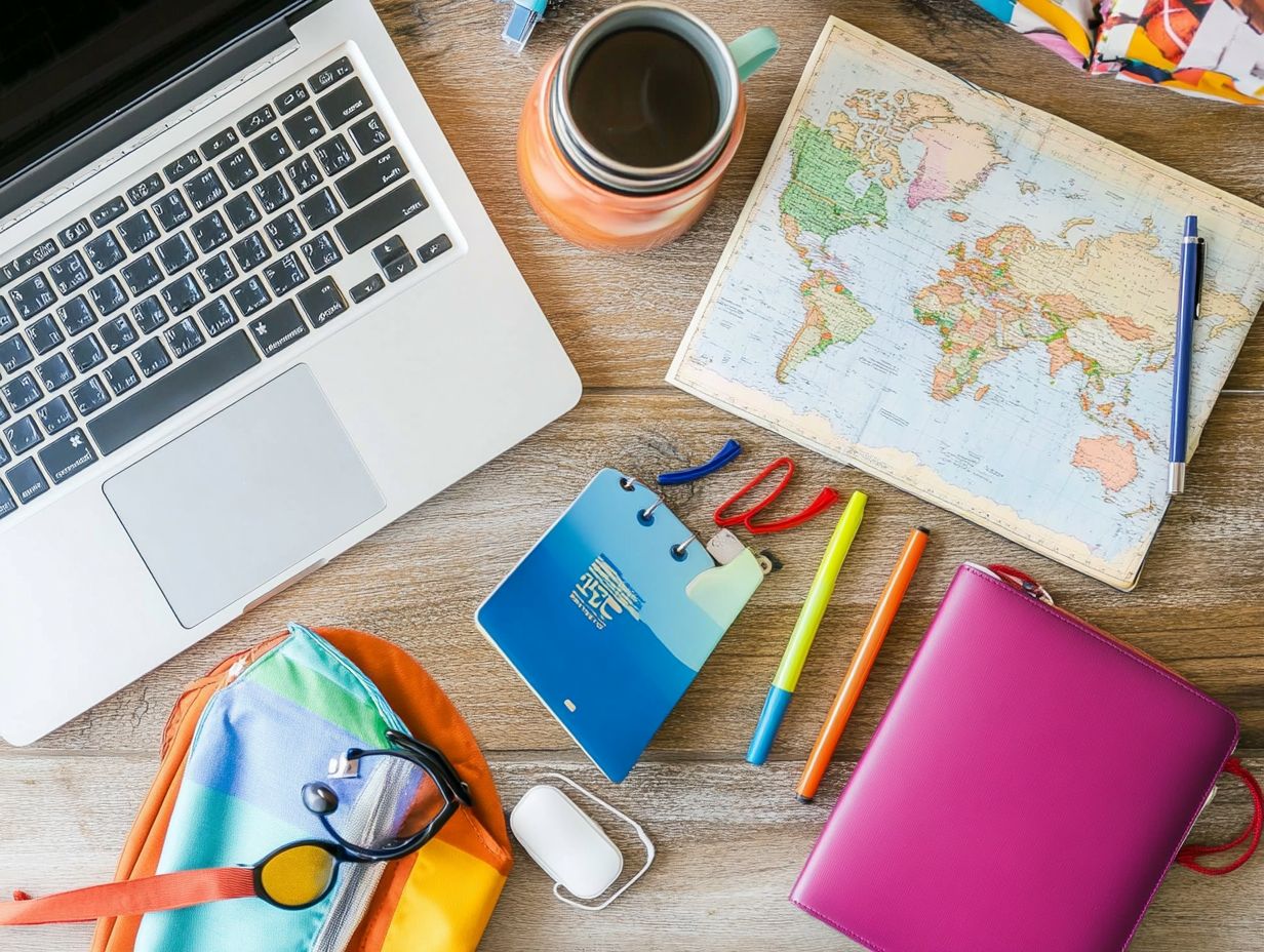 A visual guide to essential items for studying abroad.