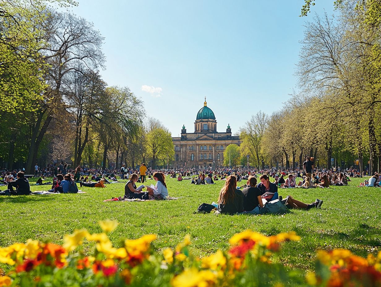 A scenic view of one of the parks in Berlin showcasing its unique features.