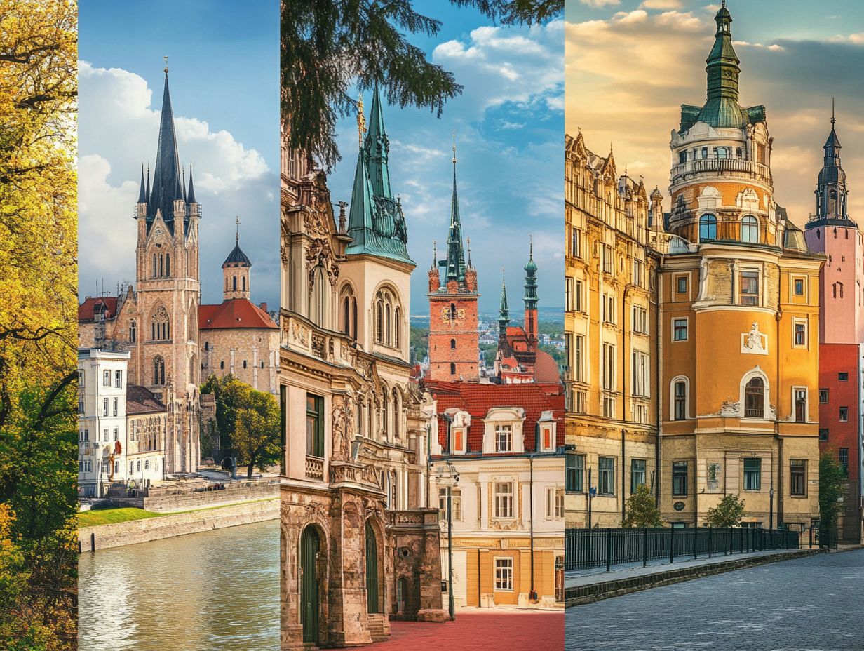 A collage of top study destinations in Eastern Europe.