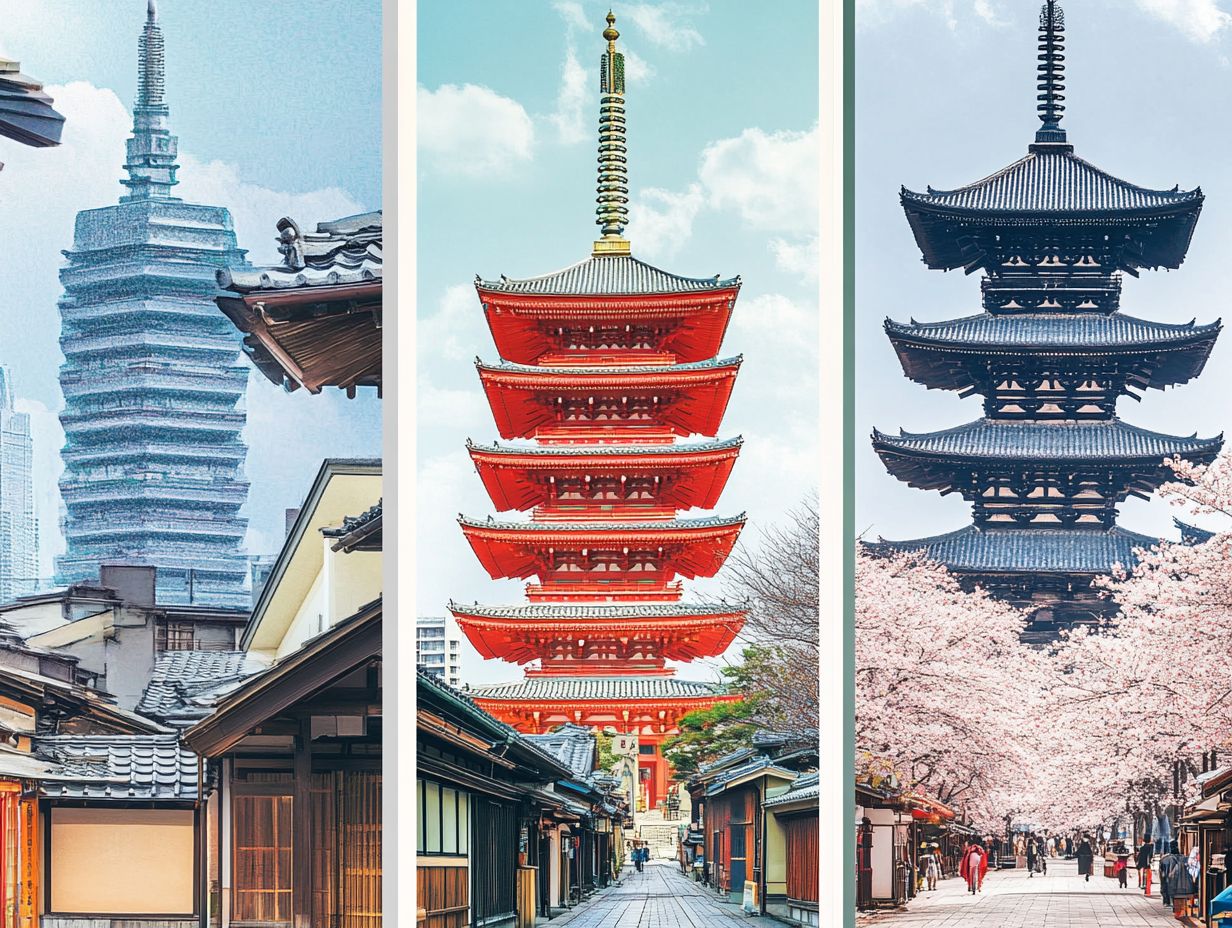 A collage of must-visit attractions for students in Japan.