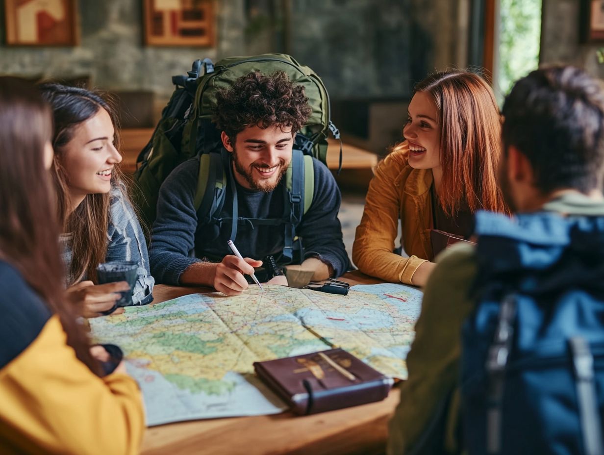 A collage of safety tips for students traveling abroad.