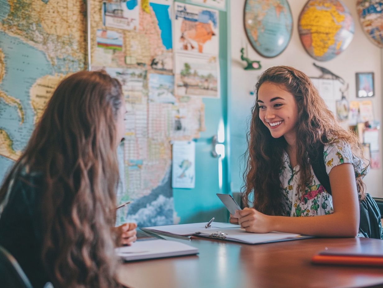 Study abroad advisor providing guidance to students.