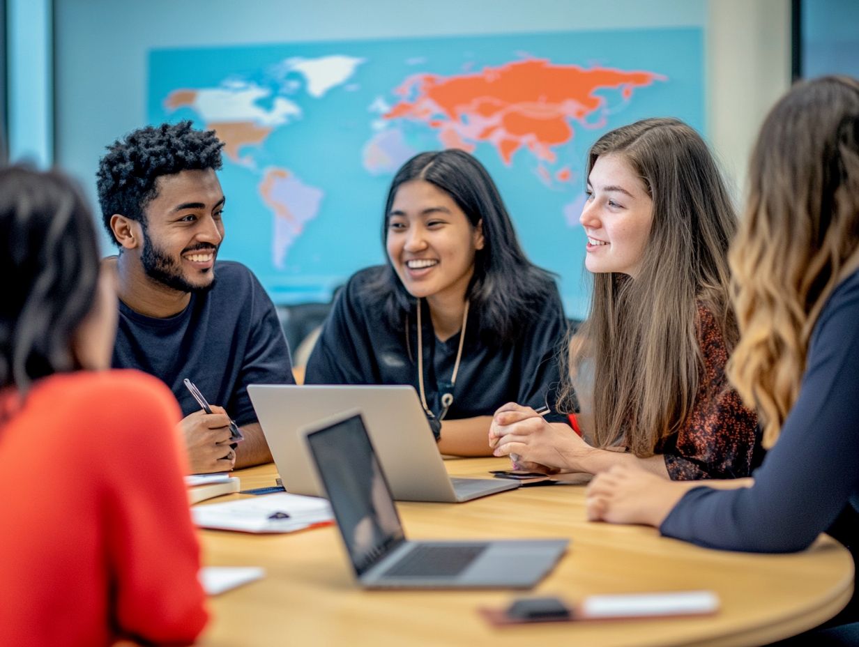 Interns collaborating in a global STEM environment