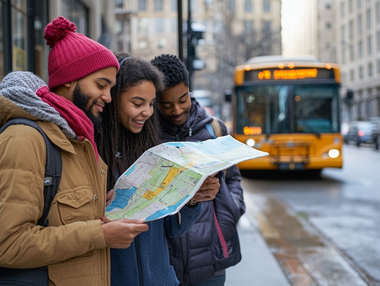 Students using local transportation safely