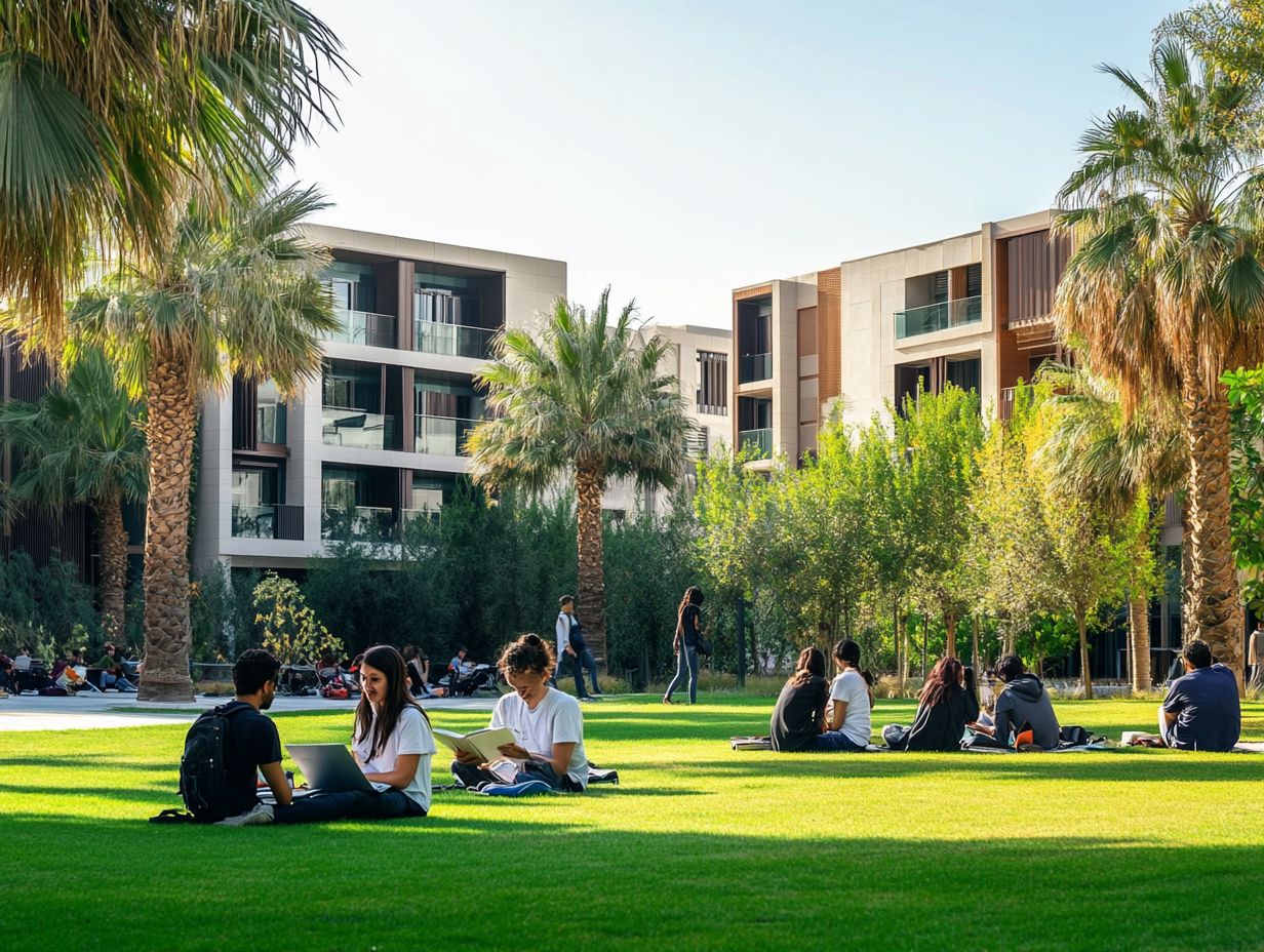 Visual representation of frequently asked questions about studying in the UAE.